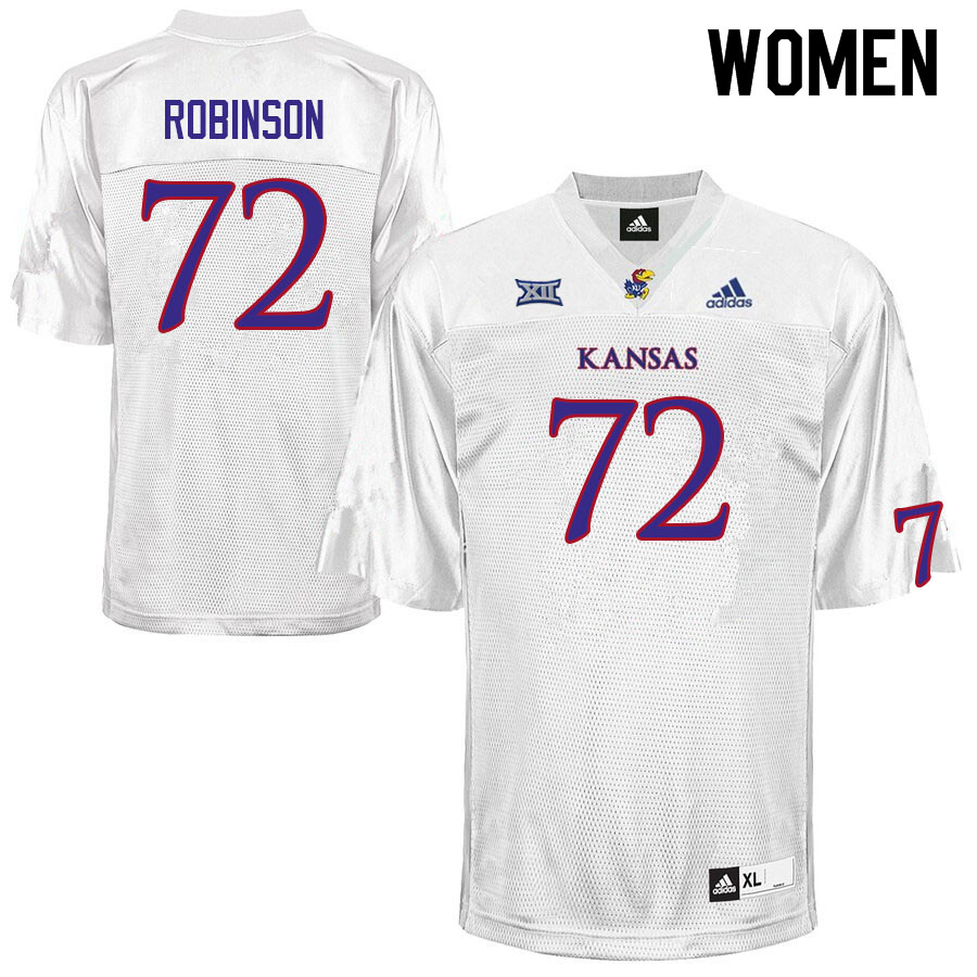 Women #72 Danny Robinson Kansas Jayhawks College Football Jerseys Sale-White - Click Image to Close